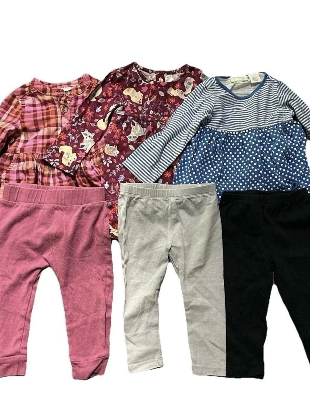 Baby Girl Fall Winter Dresses Leggings Flannel Long Sleeves Size 9-12 Months